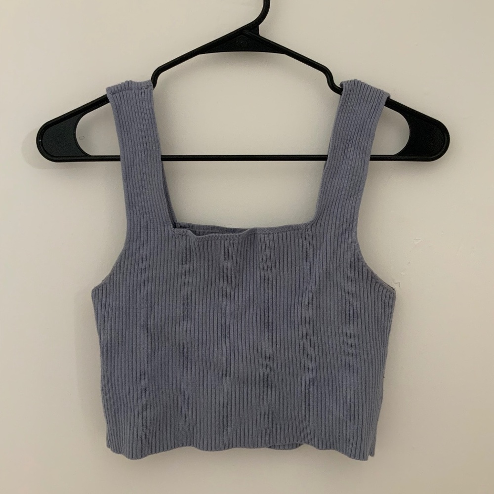blue knit crop top